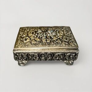 Intricate Silver Floral Decorative Box